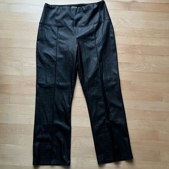 Joie Croc Vegan Leather High Rise Pull On Black L NWOT - Picture 4 of 12